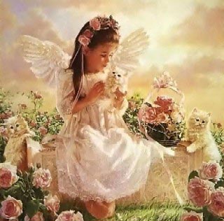 Um anjo nos leva a um paraiso repleto de flores